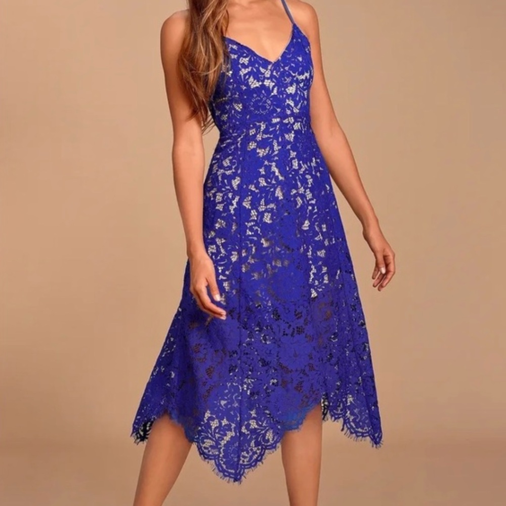 Lulus Royal Blue Icing dress, Cobalt Lace Medium